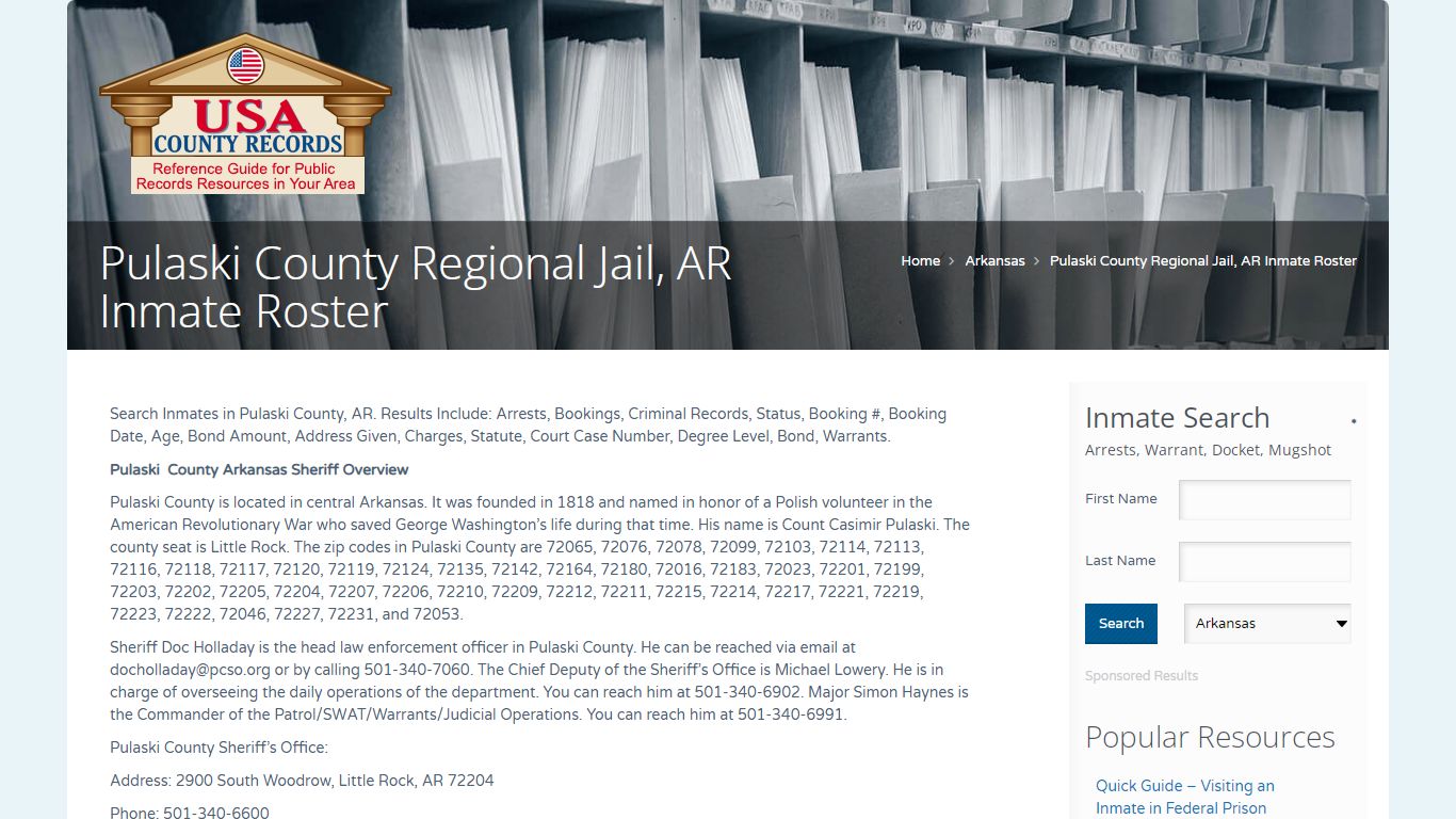 Pulaski County Regional Jail, AR Inmate Roster | Name Search